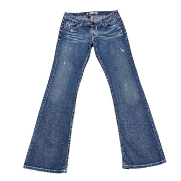 BKE Denim - BKE 28x31.5 Stella Stretch Low Rise Distressed Bootcut Denim Jeans